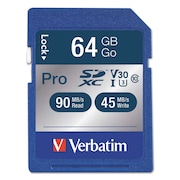 VERBATIM Pro 600X SDXC Memory Card, UHSI V3, 64GB 98670